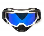 Очки снегоходные RiderLab белые с зеркальной синей линзой XH-074BL
