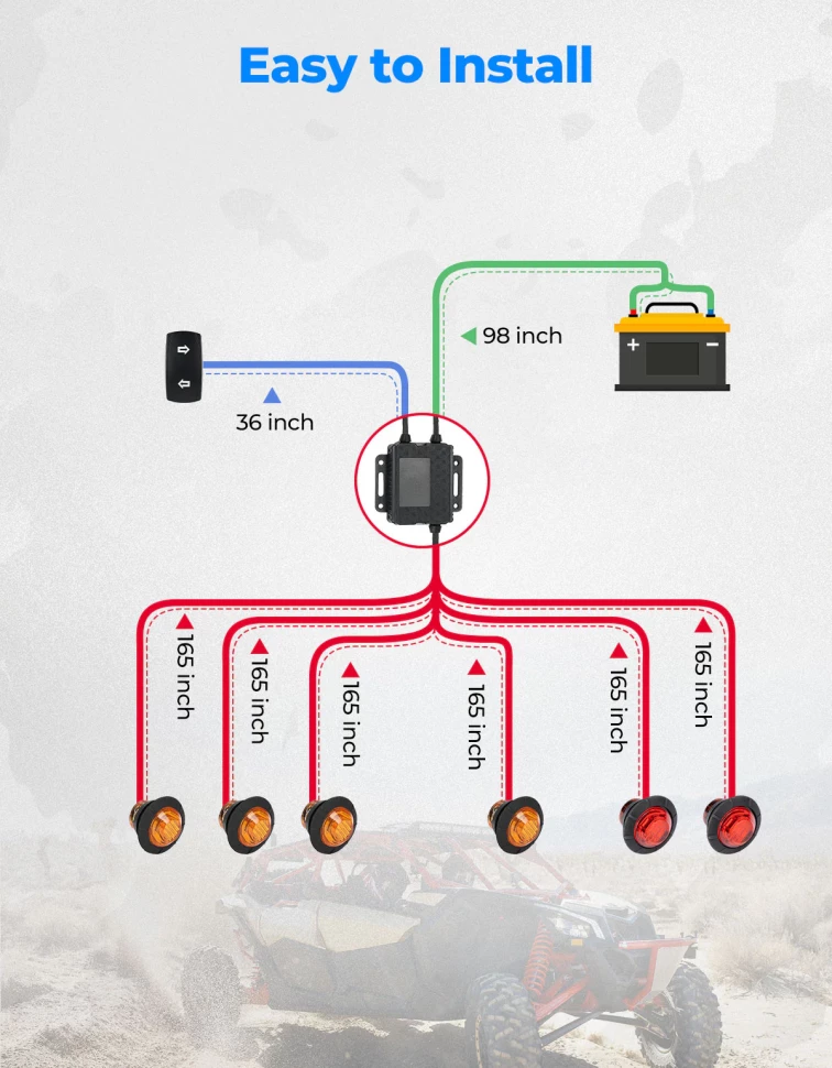 Комплект поворотников универсальный для всех UTV Kemimoto B0401-00901BK