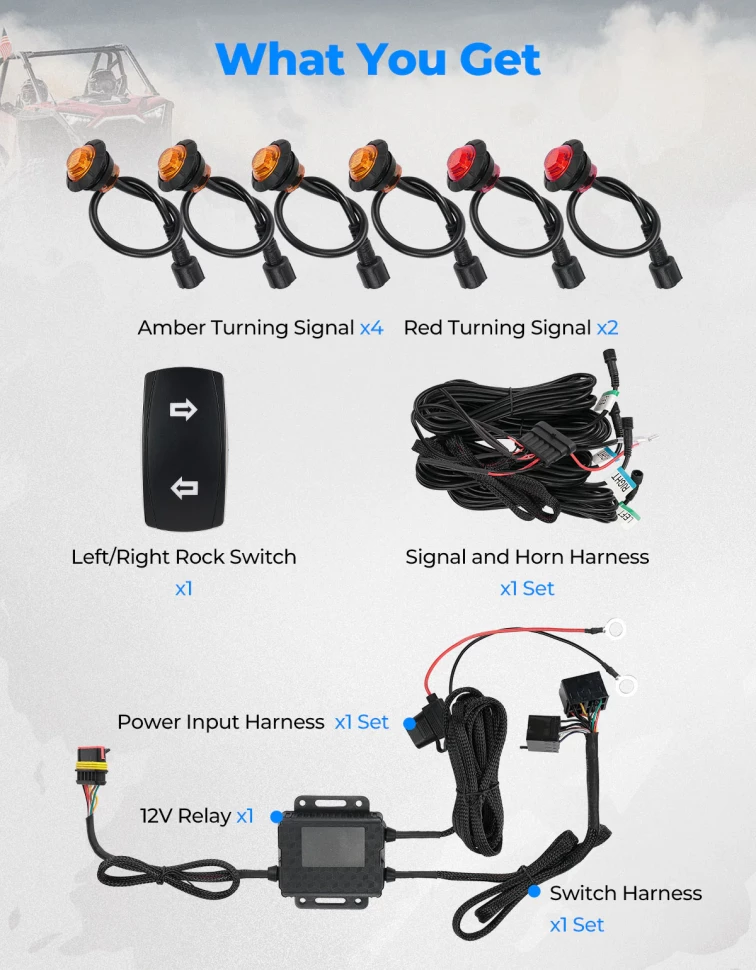 Комплект поворотников универсальный для всех UTV Kemimoto B0401-00901BK