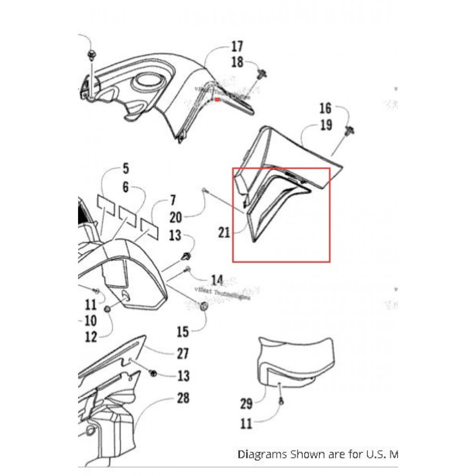 Облицовка бака левая нижняя Arctic Cat XC 450 EFI 3306-548 3306-548