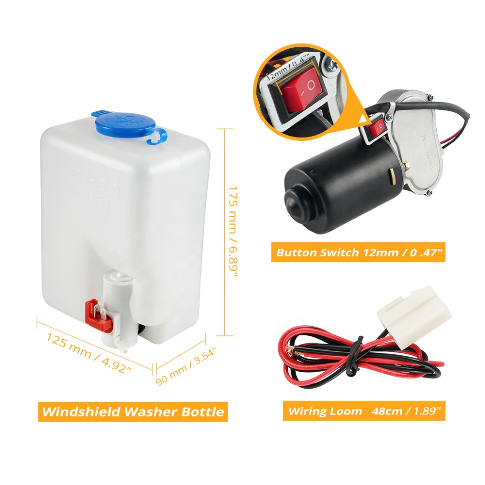 Комплект стеклоочистителя (дворник + омыватель) Nice универсальный для UTV BRP Polaris Yamaha 715003654 715006310  715004762  715003282