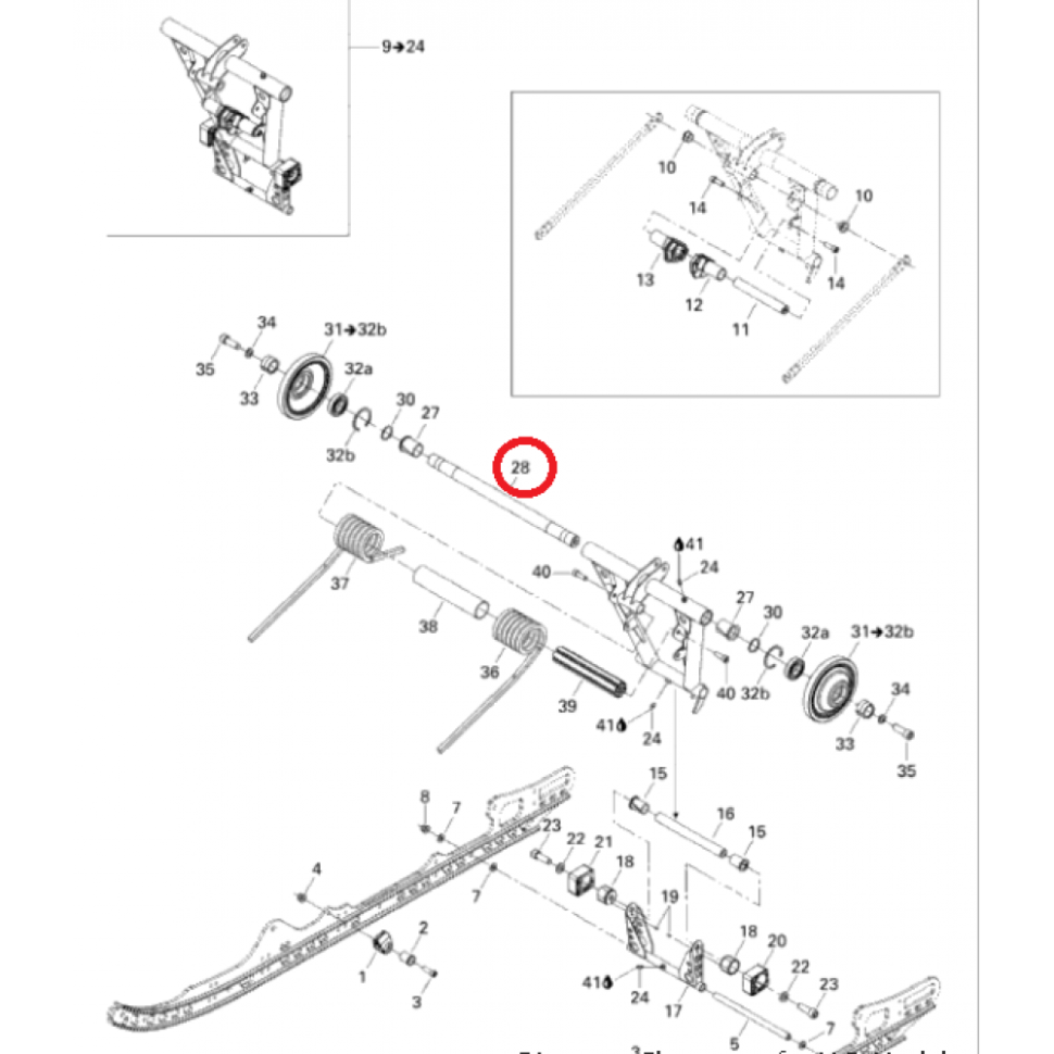 Верхний вал рычага задней подвески снегохода Ski-Doo Renegade /FREERIDE /MX Z /GSX 08-13 503191233 /54-42055 /04-229-08 04-229-08