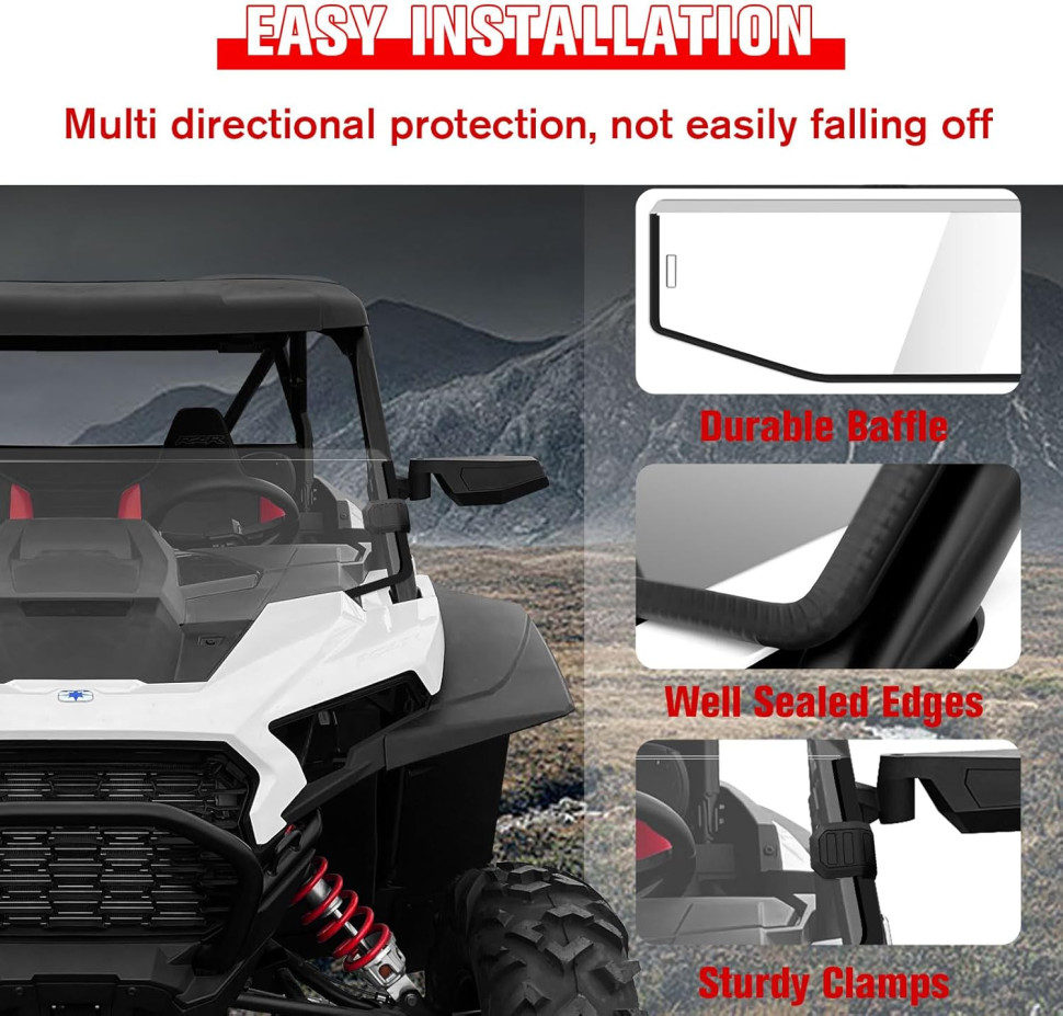 Стекло лобовое 1/2 половинка Polaris RZR XP 2024 Sport/Premium/Ultimate MTVPH0608