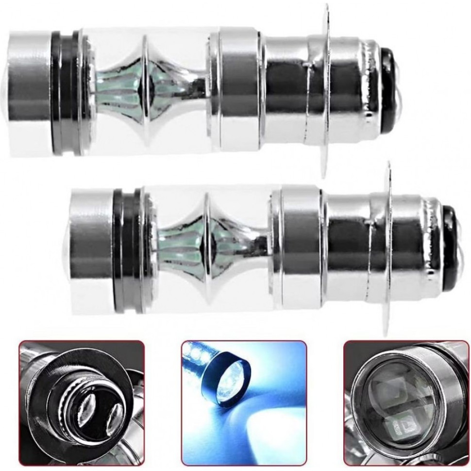 Комплект диодных LED лампочек головного света Honda TRX 250 /300 /400 /450 /700 / Yamaha GRIZZLY /KODIAK /YFZ450 8000K Ice Blue Super Bright H6M /34901-GT4-003 /4KB-84314-01-00 /B0801- 01201BK /LL99 LL99