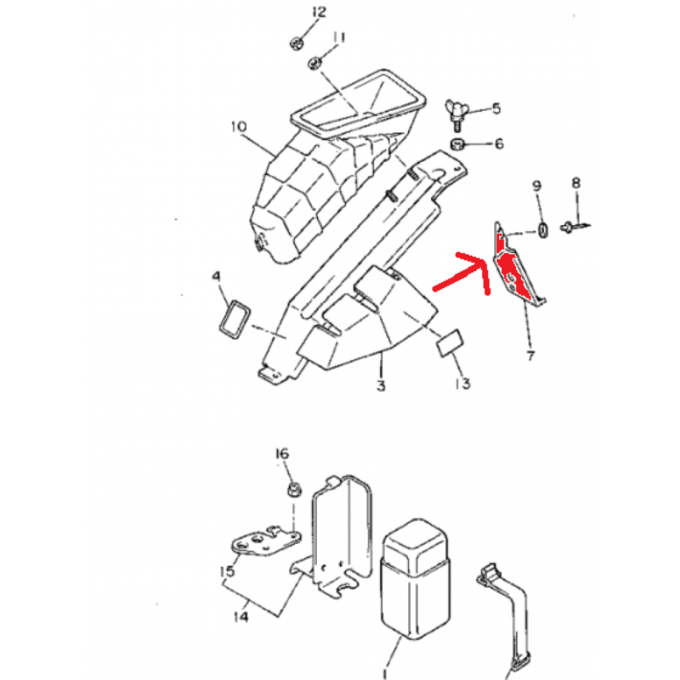 Кронштейн патрубка воздуховода Yamaha Enticer ET410 /CS340 /Ovation 89-01 85L-77373-01-00 85L-77373-01-00