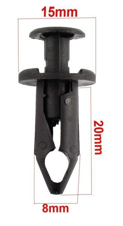 Универсальная клипса (пистон) 8 мм - узкая шляпка
