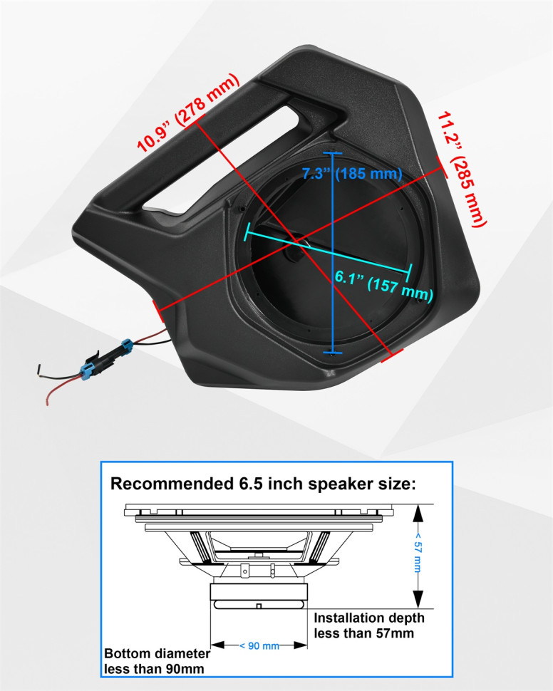 Подиумы для колонок 6.5 inch в двери для квадроцикла Polaris RZR PRO R 2025+ MTBLH0013