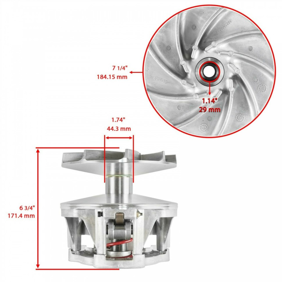 Ведущий вариатор Caltric с EBS в сборе Polaris Sportsman 1000/850/550 /Scrambler 1000/850 09+ 1323377 /1322814 /1322953 /AC109 AC109