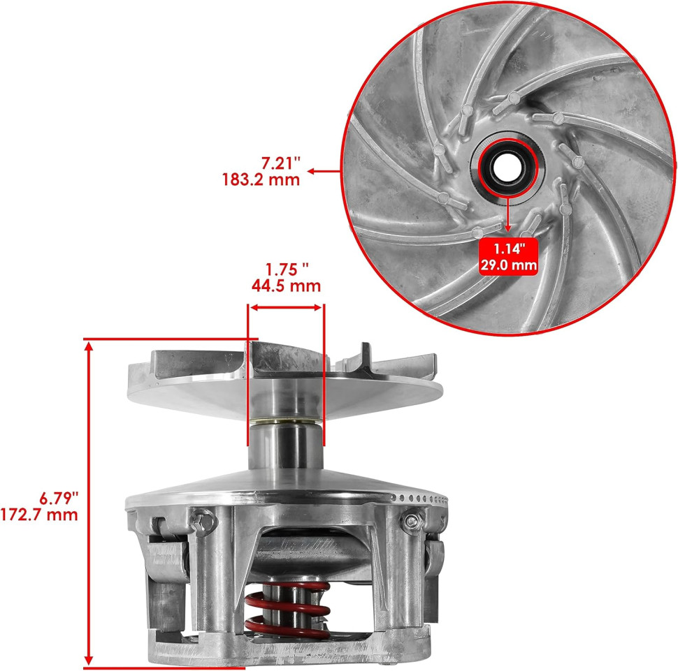 Ведущий вариатор Caltric с EBS в сборе Polaris Sportsman 1000/850/550 /Scrambler 1000/850 09+ 1323377 /1322814 /1322953 /AC109 AC109