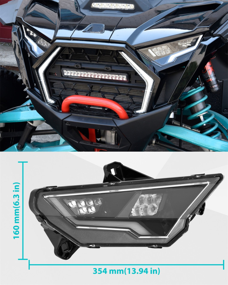 Фары головного света с поворотниками для квадроцикла Polaris RZR PRO R 2025-15 2418035 2418036 AUPLR0064 2418035N