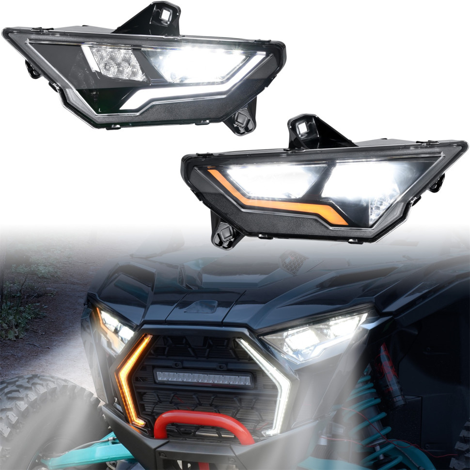 Фары головного света с поворотниками для квадроцикла Polaris RZR PRO R 2025-15 2418035 2418036 AUPLR0064 2418035N