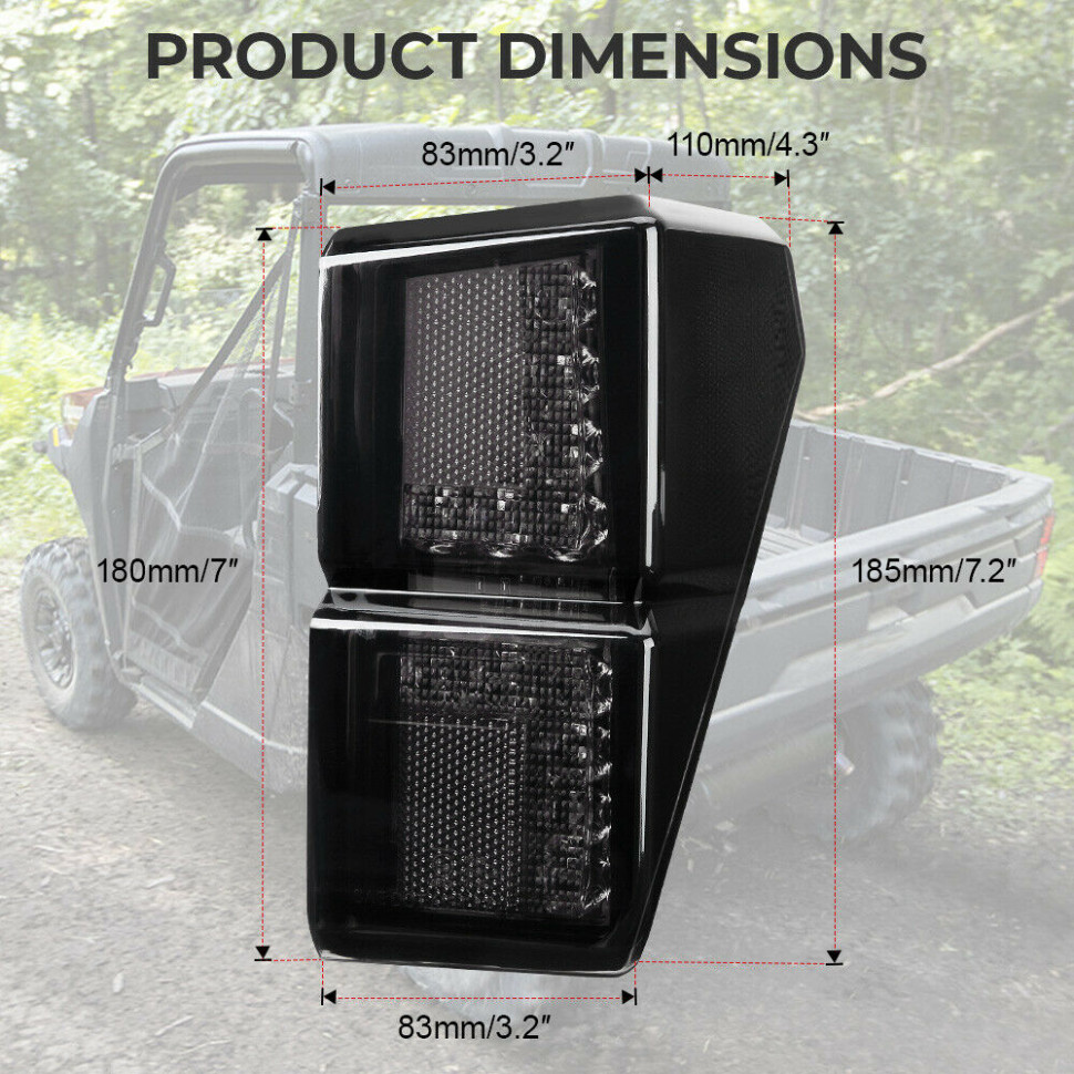 Задние фонари белые Kemimoto для Polaris Ranger 1000XP 2018+ 2413767 2413766 B0803-01801BK