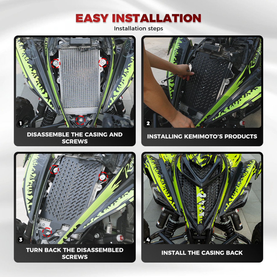 Решетка радиатора (защита) для квадроцикла Kemimoto Raptor 700r 2008-2024 B3904-00104-BK