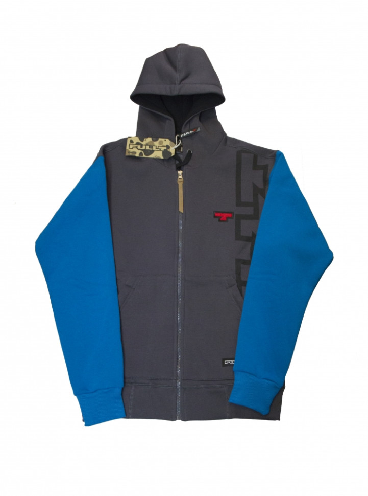 Толстовка с капюшоном на молнии FullT T Серый Голубой Размер XL