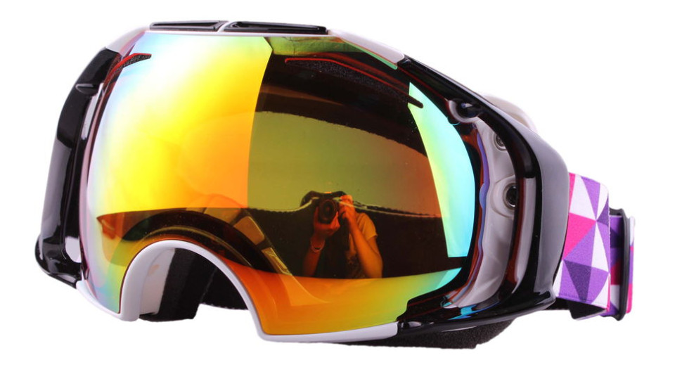 Очки снегоходные RiderLab белые с зеркальной розовой линзой XH-024