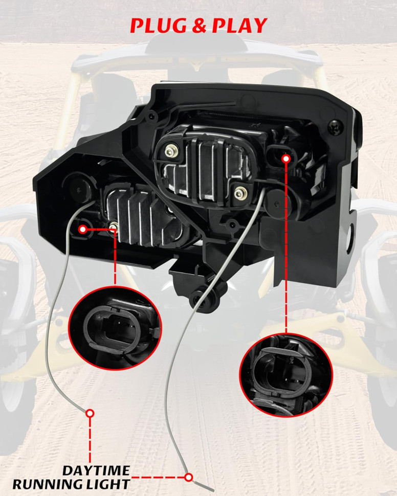 Фары головного света с ДХО для квадроцикла Can Am Maverick R MAX X RS 2024+ 710008089, 710006911 710008089N