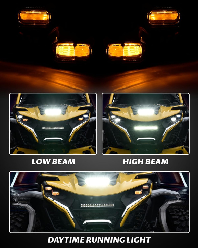 Фары головного света с ДХО для квадроцикла Can Am Maverick R MAX X RS 2024+ 710008089, 710006911 710008089N