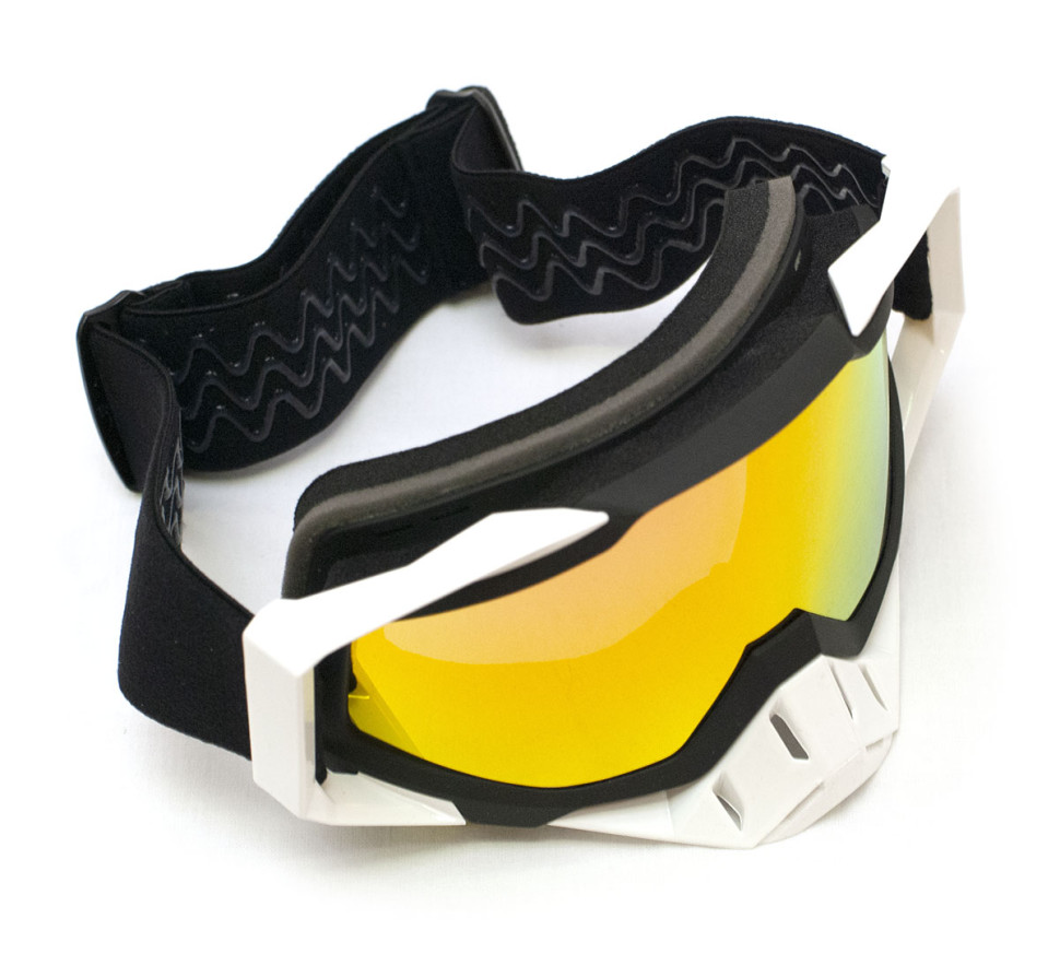 Очки снегоходные RiderLab белые с зеркальной розовой линзой XH-074RS