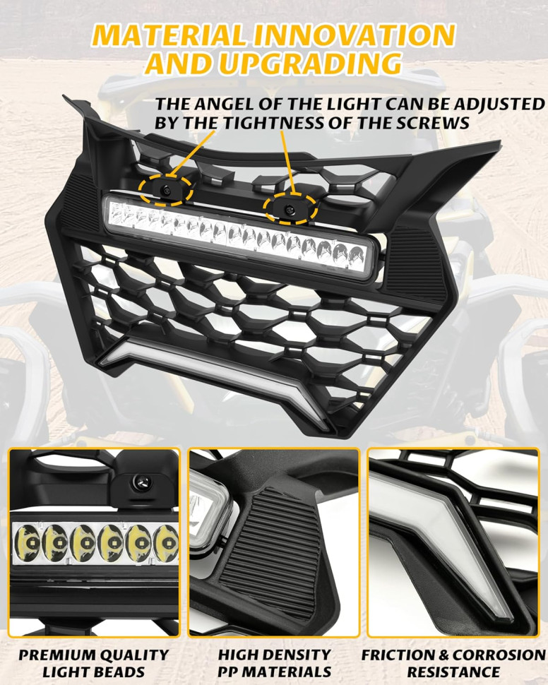 Решетка радиатора с LED фарой для квадроцикла Can-Am Maverick R & R MAX X RS 2024+ 708500007 ATJPH0166