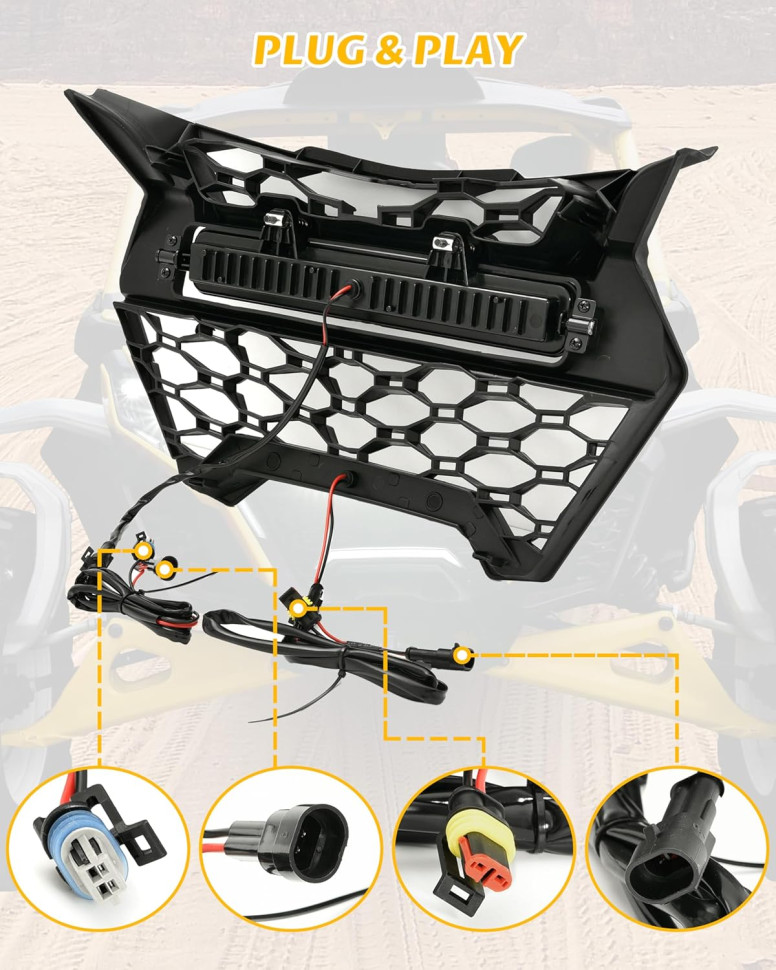 Решетка радиатора с LED фарой для квадроцикла Can-Am Maverick R & R MAX X RS 2024+ 708500007 ATJPH0166