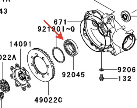 Оригинальный подшипник дифференциала квадроцикла Kawasaki 92045-1393 92045-1393