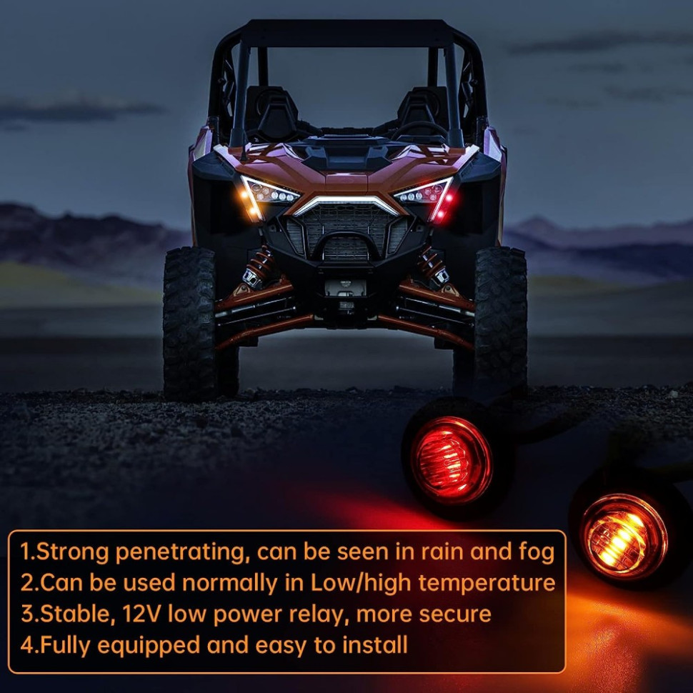 Комплект поворотников для квадроцикла /багги /UTV /SxS Can-Am Maverick /Commander /Polaris RZR /Ranger /Yamaha Viking /Wolverine /Odes /Stels TSK99 TSK99