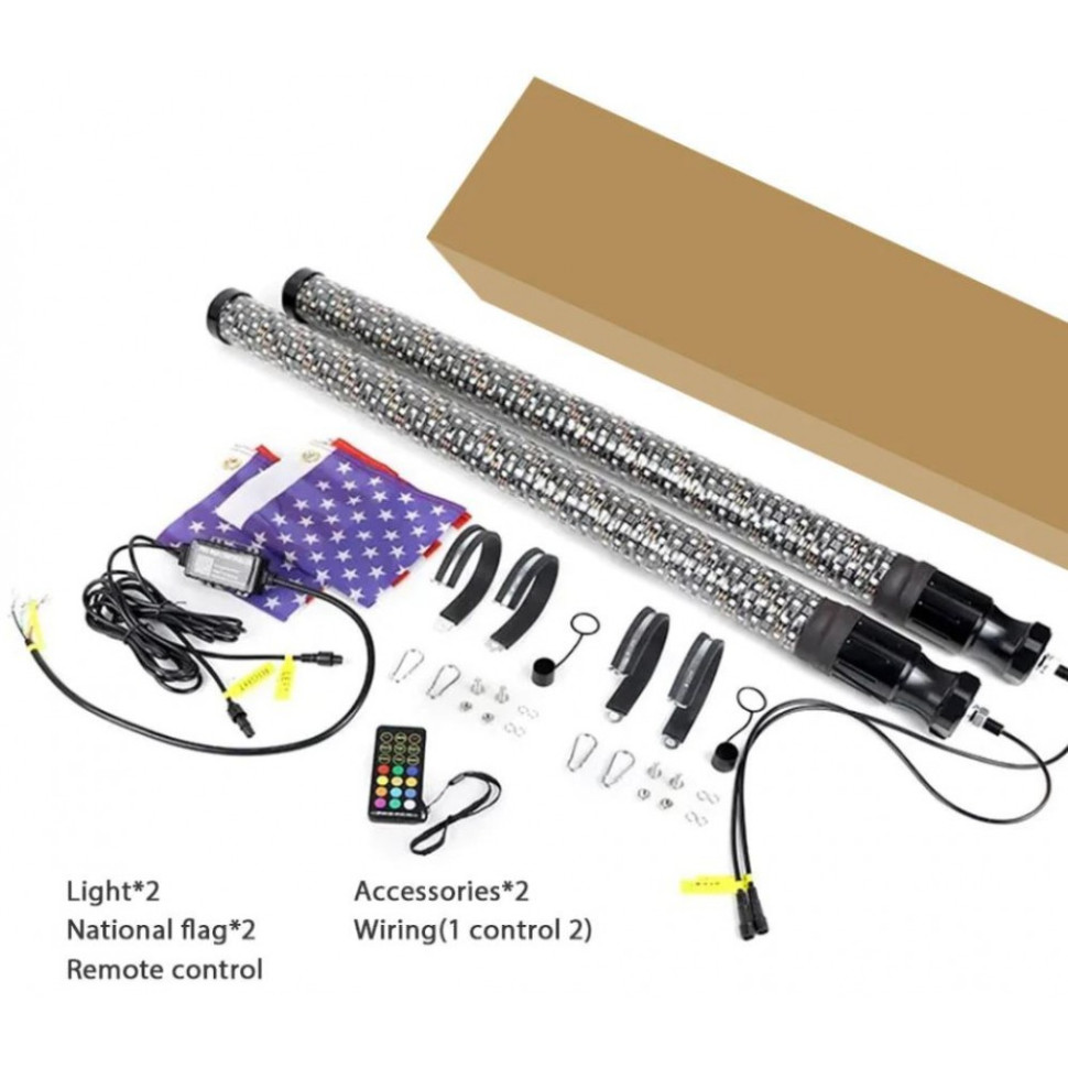 Комплект флагштоков для квадроцикла /UTV /снегохода /авто 60см толщина 5см BZS829F2FTSET BZS829F2FTSET
