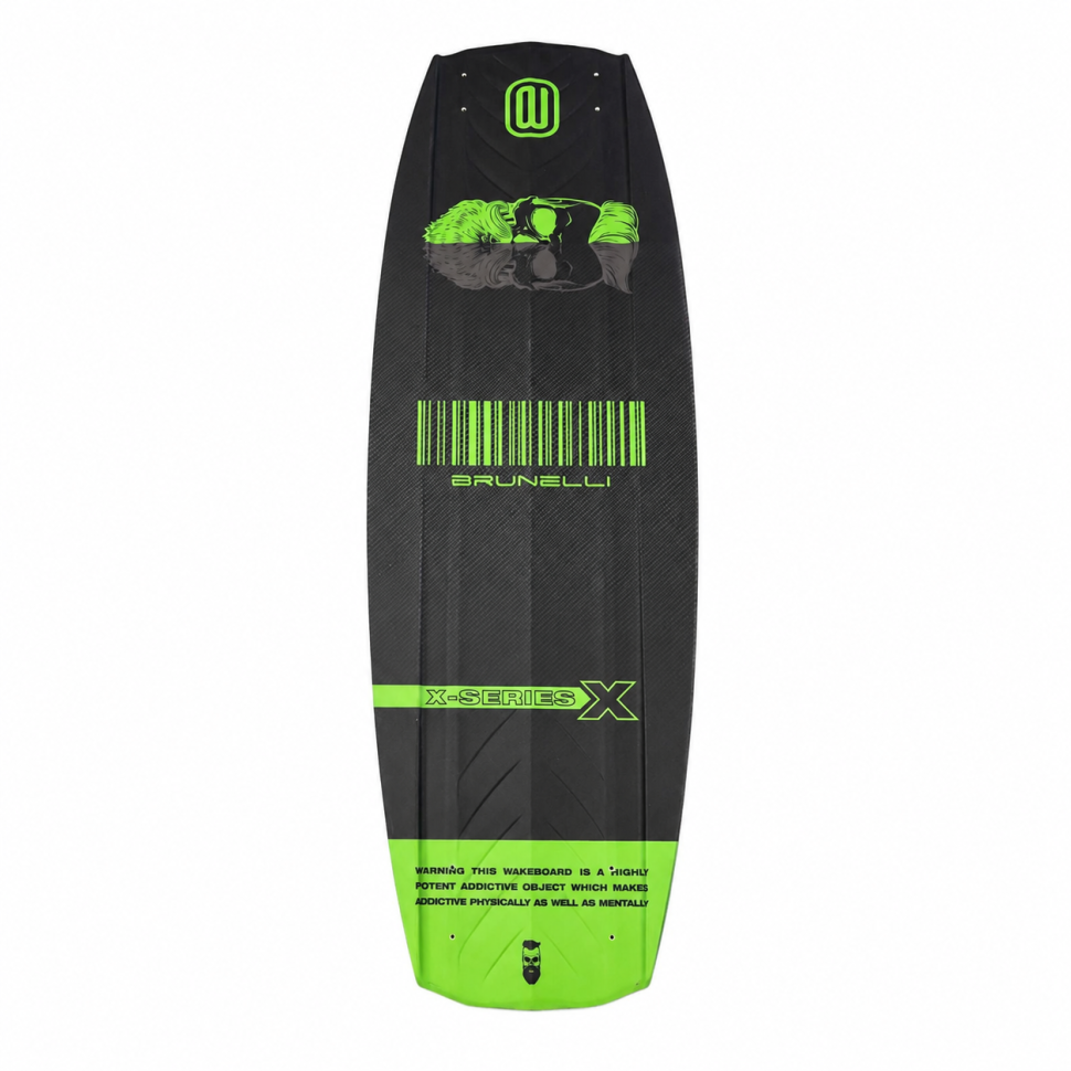 Вейкборд Iboard Brunelli X-Series карбон/зеленый 144см 4киля + крепления 37-45 Brunelli-blk-gre