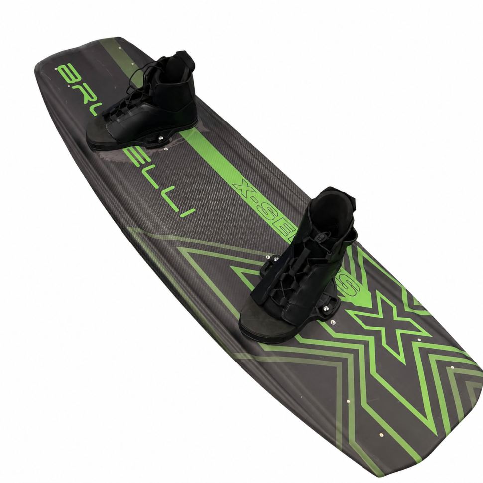 Вейкборд Iboard Brunelli X-Series карбон/зеленый 144см 4киля + крепления 37-45 Brunelli-blk-gre