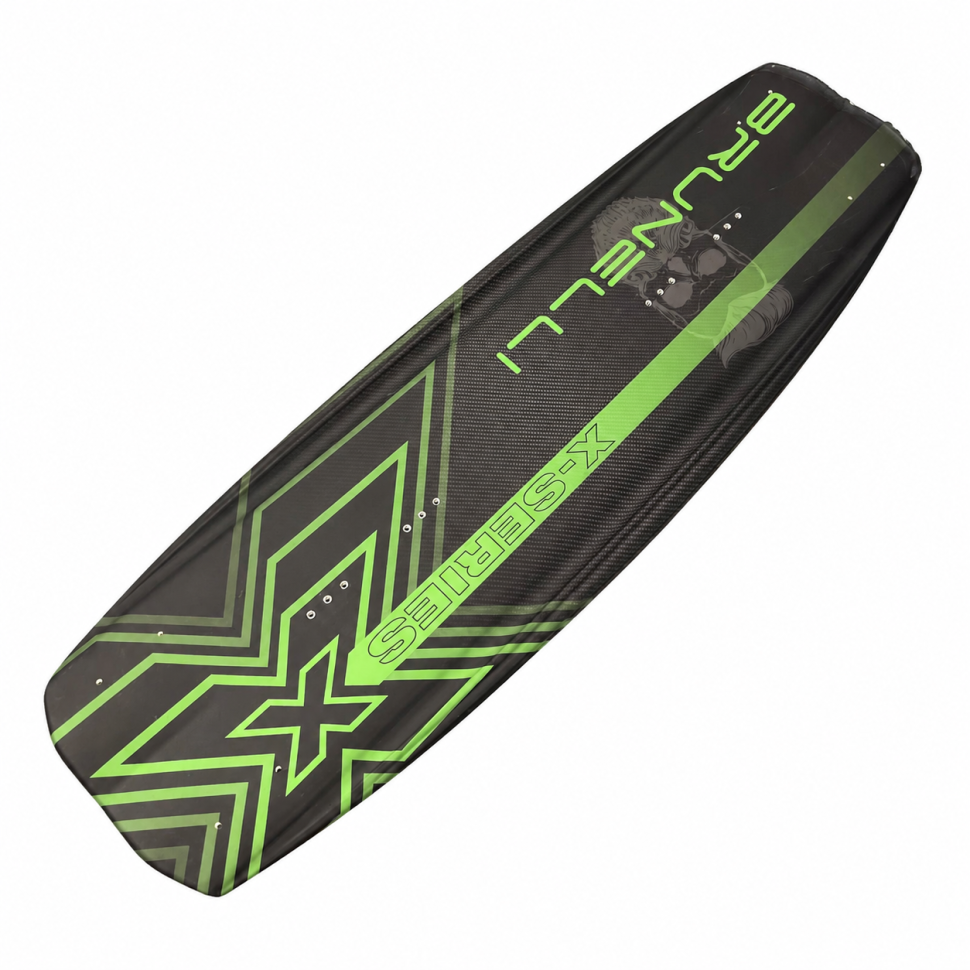 Вейкборд Iboard Brunelli X-Series карбон/зеленый 144см 4киля + крепления 37-45 Brunelli-blk-gre