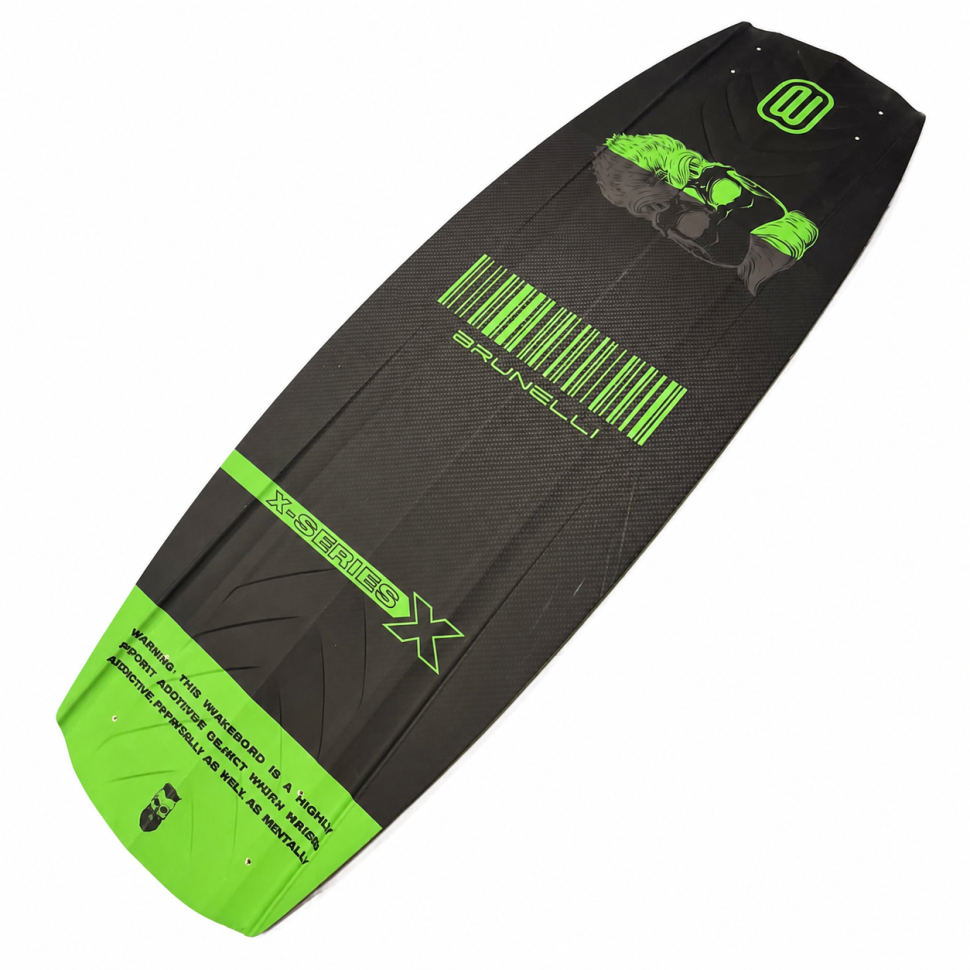 Вейкборд Iboard Brunelli X-Series карбон/зеленый 144см 4киля + крепления 37-45 Brunelli-blk-gre