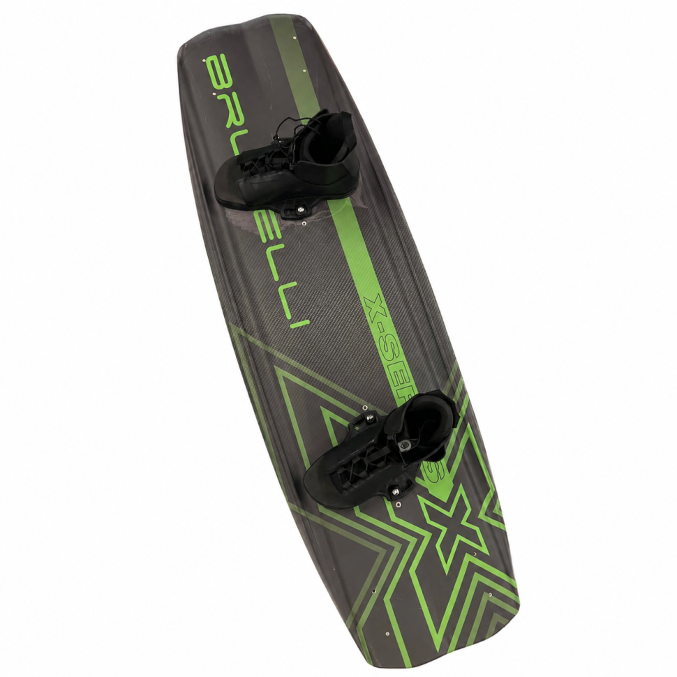 Вейкборд Iboard Brunelli X-Series карбон/зеленый 144см 4киля + крепления 37-45 Brunelli-blk-gre