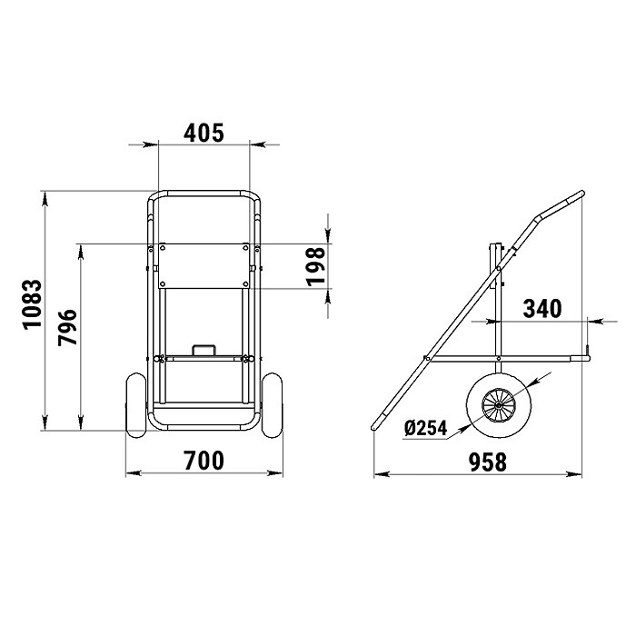 Тележка для ПЛМ с местом для топливного бака 060125T