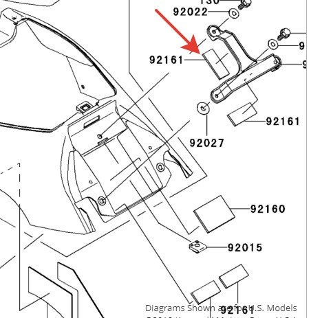 Прокладка короба аккумулятора Kawasaki 92161-1127 92161-1127
