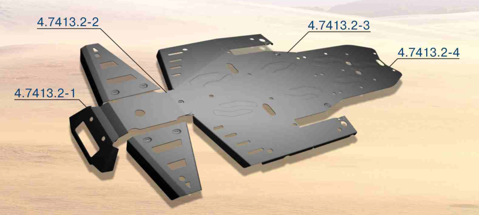 Защита днища полная Rival для Polaris RZR1000 444.7413.3