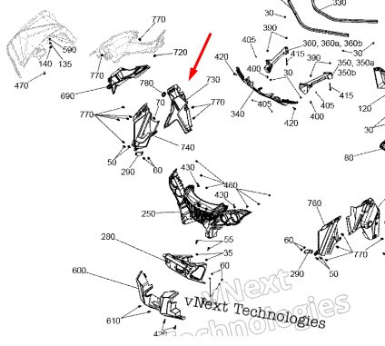 Правая защита от грязи большая для квадроцикла BRP Can-Am Outlander G2 705004587 705010705