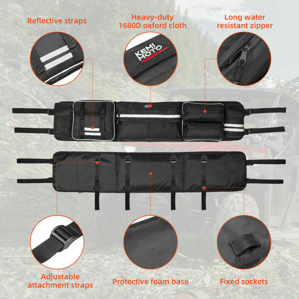 Сумка органайзер на балку Kemimoto для Polaris RZR / Yamaha Rhino / Polaris Ranger / CanAm Commander Maverick B0113-02301BK