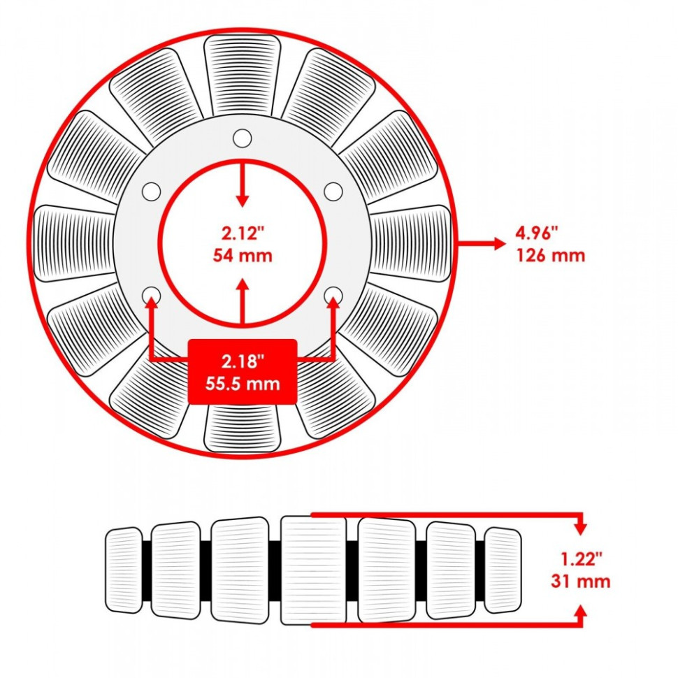 Статор генератора 660W 706мм Polaris Ranger 1000 18+ 4017516 4018448 ST530 ST530