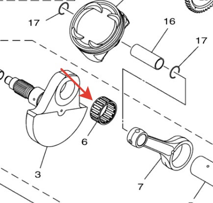 Подшипник шатуна нижний Yamaha Grizzly / Kodiak / Wolverine 700 16+ 2MB-E1415-00-00 2MB-E1415-00-00