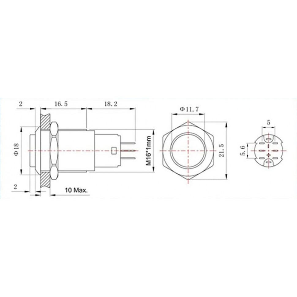 Кнопка звукового сигнала отжимная с подсветкой RiderLAB LTS-036 LTS-036