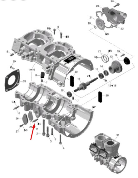 Штуцер маслоподачи снегохода Ski-Doo Expedition / Freeride / GTX / GSX / Grand Touring / MXZ / Skandic / Summit / Tundra / 420956070