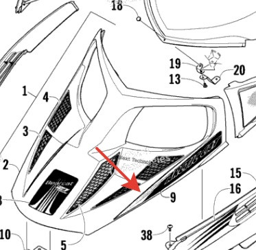 Наклейка капота правая Arctic Cat Z1 XT /570 XT 09+  8611-538 8611-538