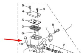 Болт преднатяга ручки тормозной машинки левой Yamaha Grizzly 700/550 /Kodiak 700 3B4-2589F-20-00 /1HP-2589F-00-00 /2UD-F589F-00-00 2UD-F589F-00-00