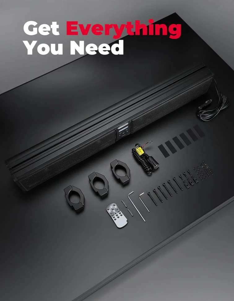 Аудиосистема саундбар для квадроцикла UTV лодки 8 Speaker 33'' RGB B0117-03006-BK крепление под трубу 1.75''-2.25''