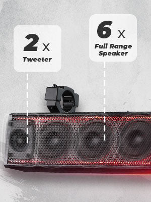 Аудиосистема саундбар для квадроцикла UTV лодки 8 Speaker 33'' RGB B0117-03006-BK крепление под трубу 1.75''-2.25''