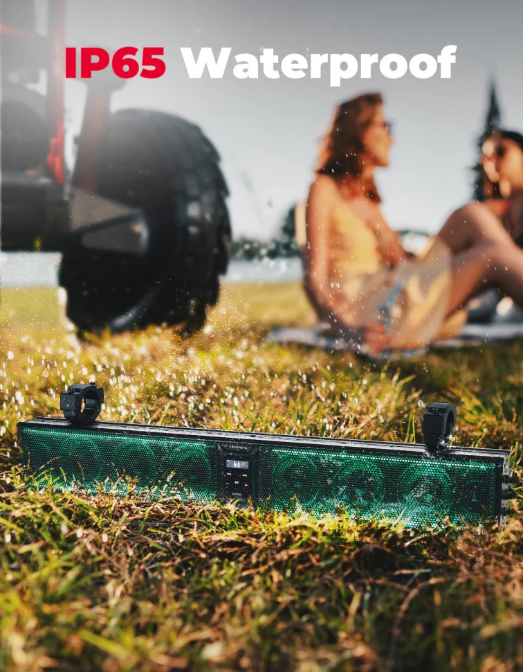 Аудиосистема саундбар для квадроцикла UTV лодки 8 Speaker 33'' RGB B0117-03006-BK крепление под трубу 1.75''-2.25''