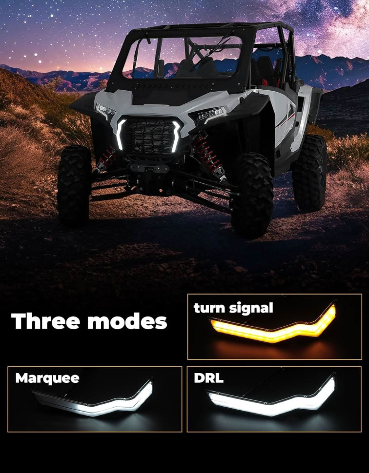 Комплект светодиодных ДХО с поворотниками для квадроцикла Polaris RZR XP 1000 / XP 4 1000 (2024+) 2889539 B0805-00213-CL