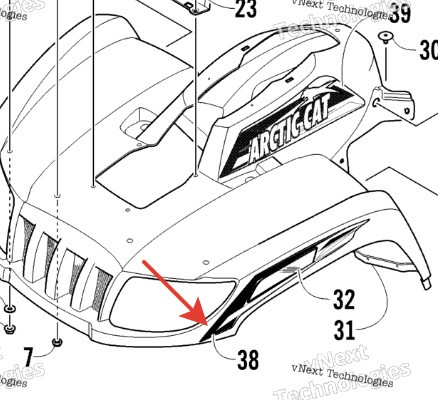 Наклейка переднего крыла правая Arctic Cat 2411-694 2411-694