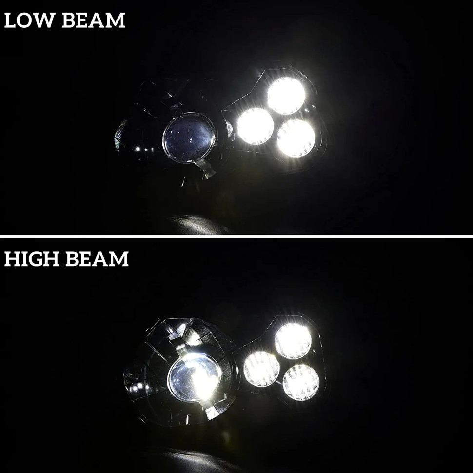 Фары головного света светодиодные черные Kemimoto (Комплект) для Polaris Sportsman RZR 800S 900 2411593 2411854, 2411594, 2411855, 2410616, 2410615, 2411492, 2411493 lens-rzr900