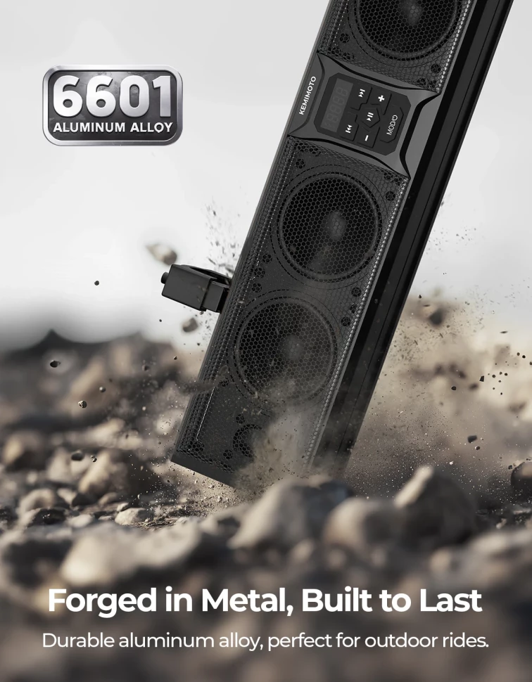 Аудиосистема саундбар для квадроцикла UTV лодки 6 Speaker 26 Inch RGB B0117-03004-BK крепление под трубу 1.75''-2.25''